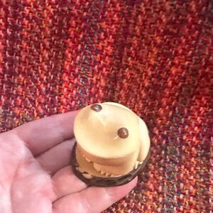 Collectable handcarved frog Figurine made of Tagua which is eco-sustainable